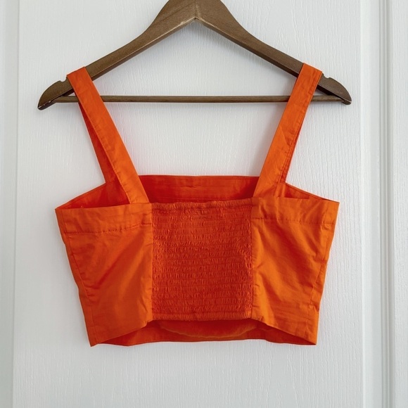 Jason Wu Cropped Tank Top Medium Orange Smocked - Picture 2 of 6